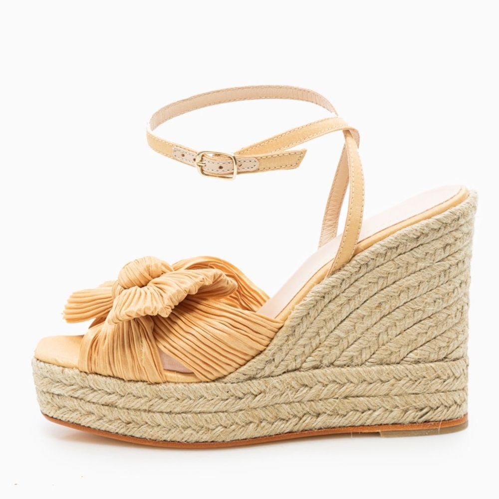 Loeffler Randall Peri Espadrille Wedge Sandals in Tan, New, Size EU 41 US 11